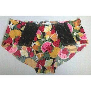 Victoria's Secret No-Show Black Lace and Watermelon Hipster Panty Size Large